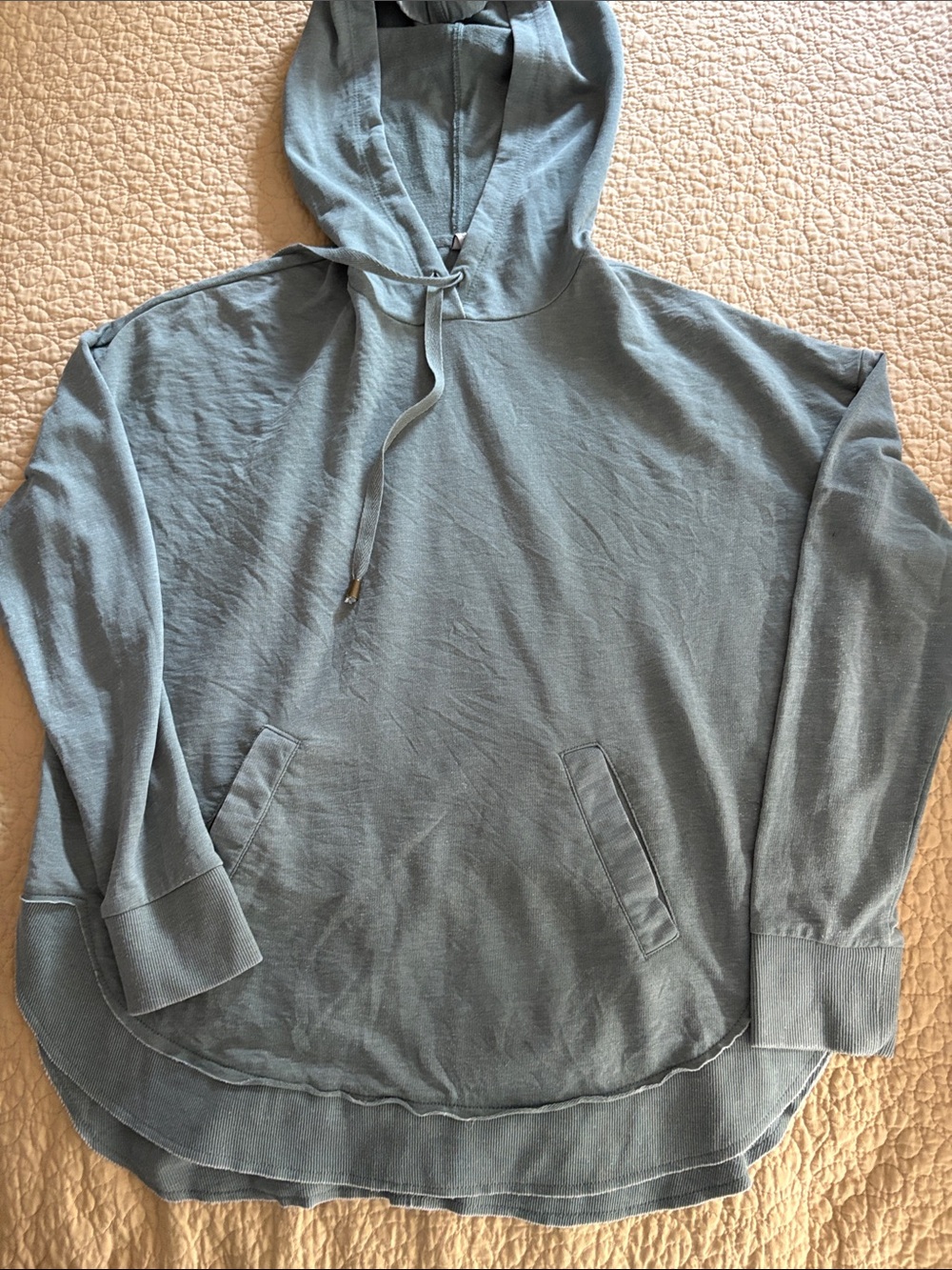Z Supply Washed Slate Blue Hooded Pullover Sweatshirt
